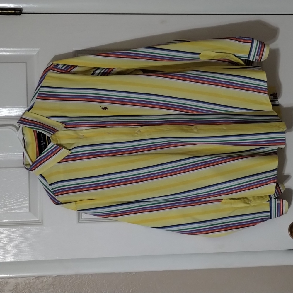 Ralph Lauren Polo long sleeve button down dress shirt XL yellow stripe